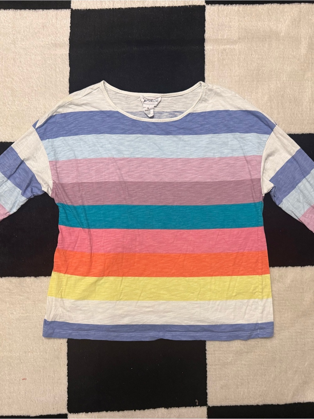 For the Republic Rainbow Striped Cotton Modal Top